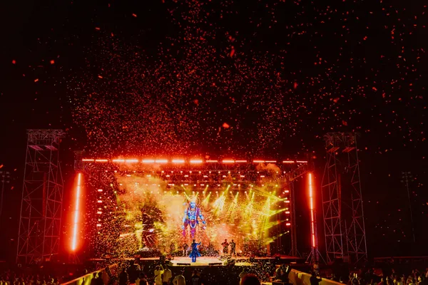Vibrant stage lighting and massive setup